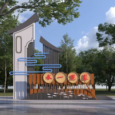 新中式乡村标志小品