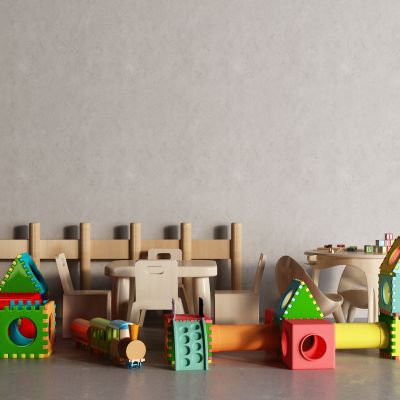 现代儿童桌 原木桌 积木 幼儿玩具3D模型