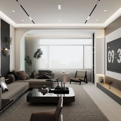 现代 客厅 电视背景墙