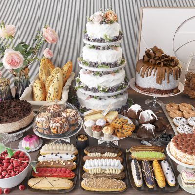 现代蛋糕西点组合