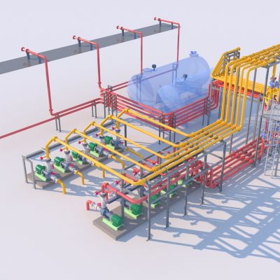 现代工厂管道下水管工业设备