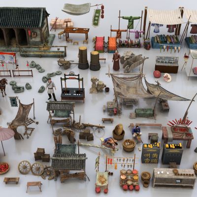 古代商业街小品3D模型