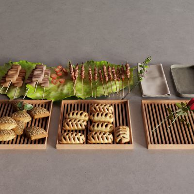 现代面包 玫瑰 麦穗 白菜 烧烤 烤肉 纸巾