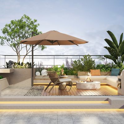 庭院 植物 绿植 花卉 茅草 屋顶花园 户外伞座 户外灯