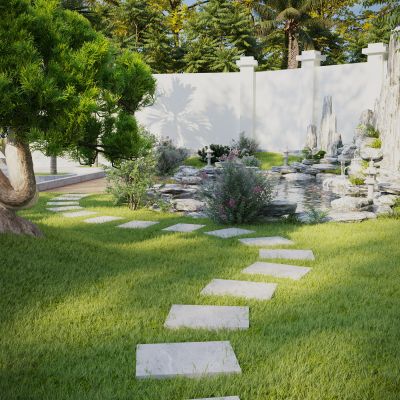 庭院 植物 绿植 花卉 茅草 屋顶花园 户外伞座 户外灯