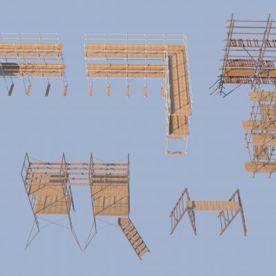 现代工地脚手架_木制脚手架组合