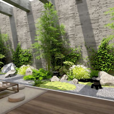 庭院 植物 绿植 花卉 茅草 屋顶花园 户外伞座 户外灯