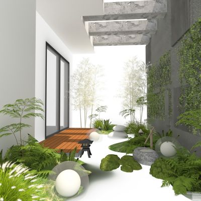 庭院 植物 绿植 花卉 茅草 屋顶花园 户外伞座 户外灯