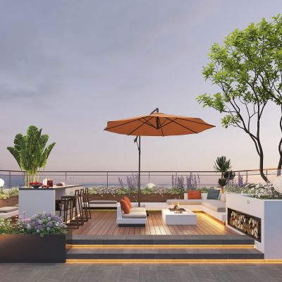 庭院 植物 绿植 花卉 茅草 屋顶花园 户外伞座 户外灯