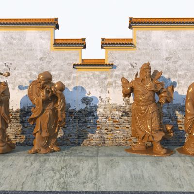 现代福禄寿 财神爷 关公人物雕塑组合