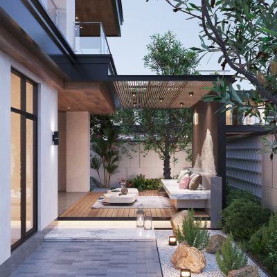 庭院 植物 绿植 花卉 茅草 屋顶花园 户外伞座 户外灯