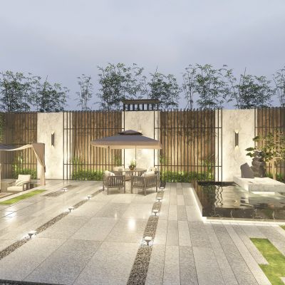 庭院 植物 绿植 花卉 茅草 屋顶花园 户外伞座 户外灯