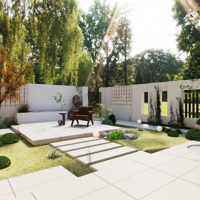 庭院 植物 绿植 花卉 茅草 屋顶花园 户外伞座 户外灯