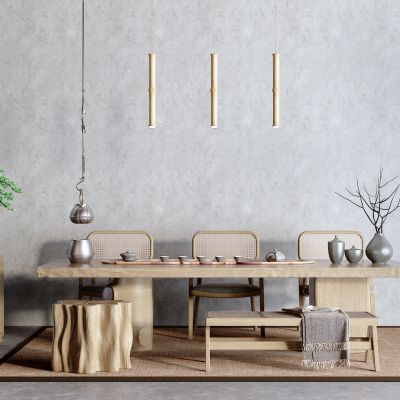 侘寂茶桌椅 盆栽