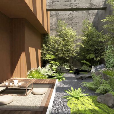 庭院 植物 绿植 花卉 茅草 屋顶花园 户外伞座 户外灯