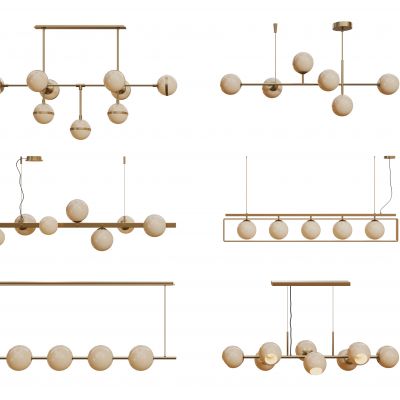 现代球形吊灯 长条吊灯 轻奢艺术灯 金属吊灯组合