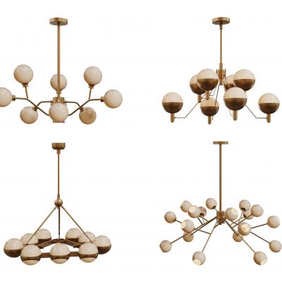 现代球形吊灯 圆形吊灯 轻奢艺术灯 金属吊灯组合