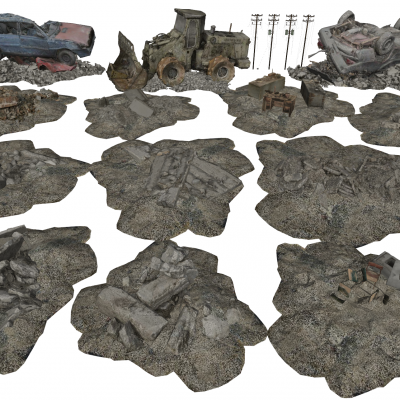 现代废墟石头组合