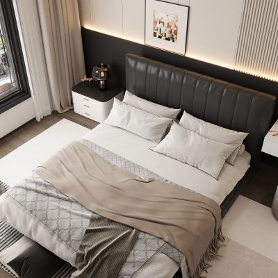 现代家居卧室 双人床 主卧 床头柜 饰品摆件3D模型