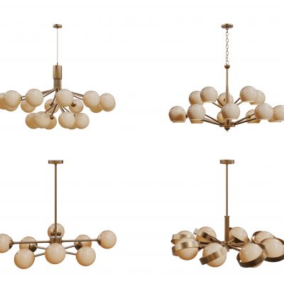 现代球形吊灯 圆形吊灯 轻奢艺术灯 金属吊灯组合