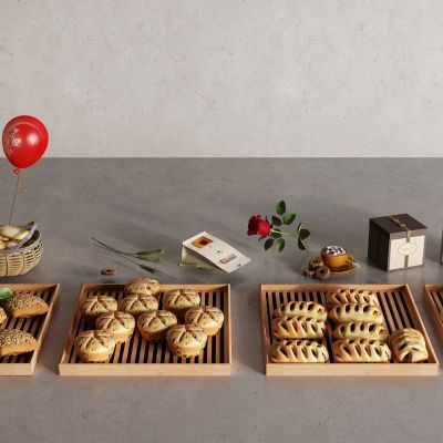 现代蛋糕 面包 气球 麦穗 玫瑰 包装盒