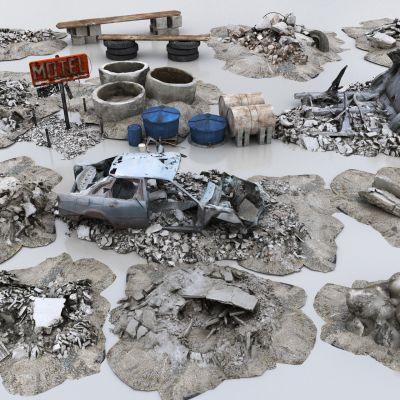 现代废墟石头组合