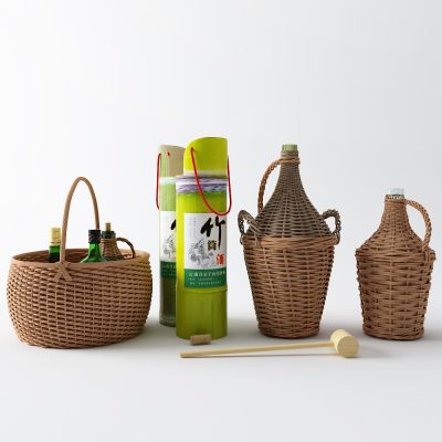 东南亚藤编酒壶 竹筒酒 篮子 瓶塞