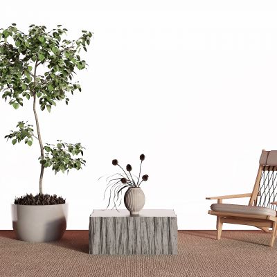 现代户外椅 休闲椅 盆景