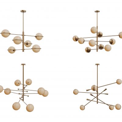 现代球形吊灯 圆形吊灯 轻奢艺术灯 金属吊灯组合