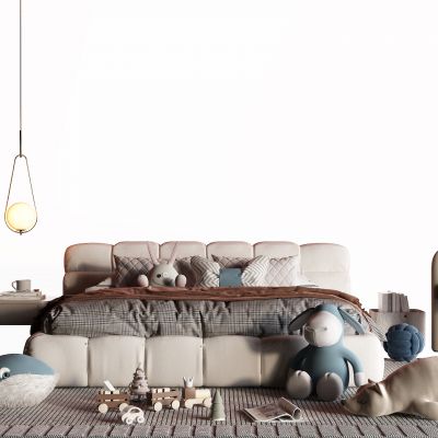 现代儿童床 双人床 玩具 地毯