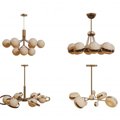 现代球形吊灯 圆形吊灯 轻奢艺术灯 金属吊灯组合
