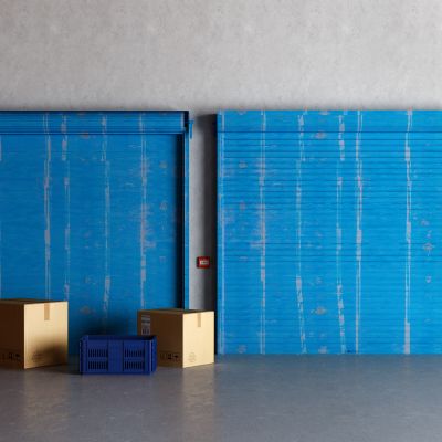 现代卷帘门 卷闸门 车库门 商铺门 包装 灭火器 消防栓