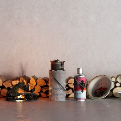 现代木材 柴火 炉火 炉子 开水瓶 脸盆