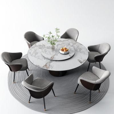 现代圆桌 大理石餐桌