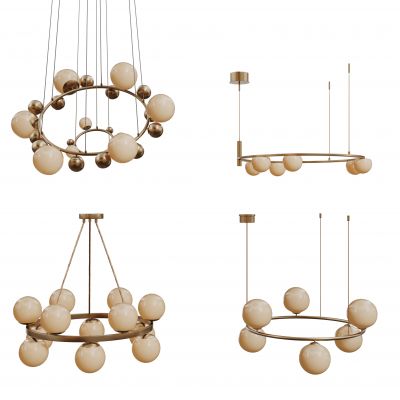 现代球形吊灯 圆形吊灯 轻奢艺术灯 金属吊灯组合