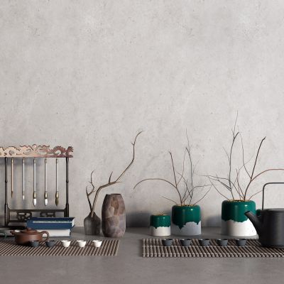 中式文房四宝 毛笔 茶具 茶壶