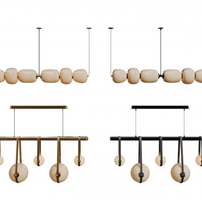 现代球形吊灯 长条吊灯组合 轻奢金属艺术灯 餐厅吊灯