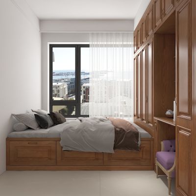 全屋定制 欧式榻榻米 实木 红橡木