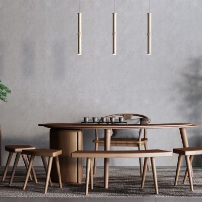 新中式茶桌椅 盆栽 竹子