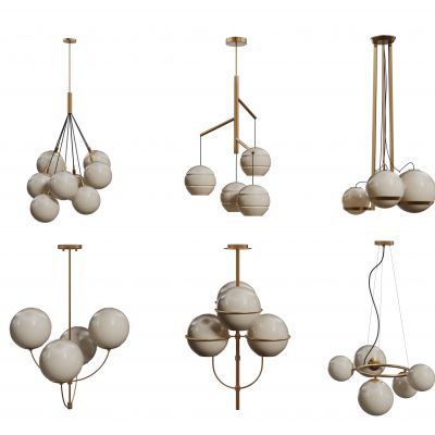 现代球形吊灯 玻璃球吊灯 轻奢艺术灯 金属吊灯 吊灯组合