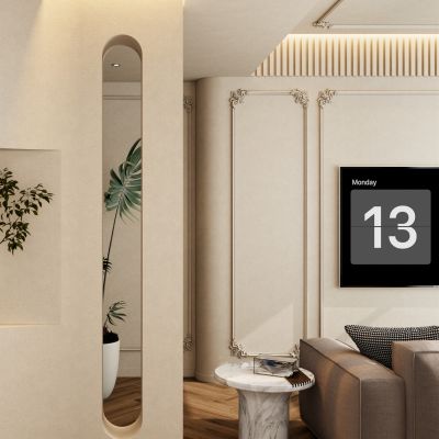 轻法式 奶油 中古风 弧形造型 入户隔断 玄关