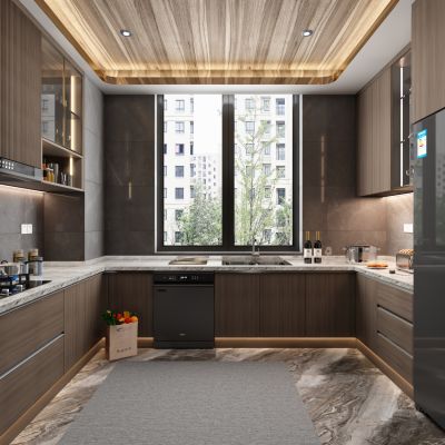 全屋定制 现代厨房 实木门板