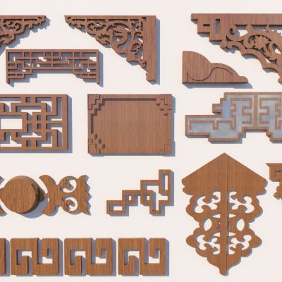 新中式雕花构件组合