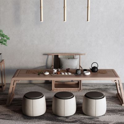 新中式茶桌椅 盆栽