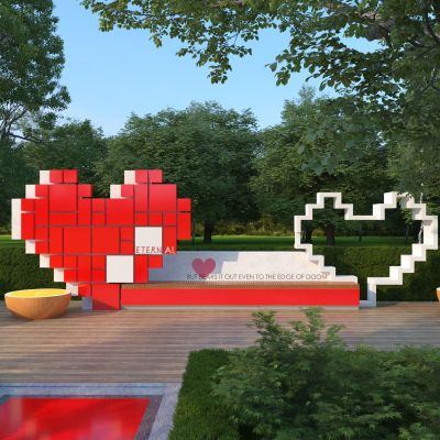 现代景观座椅_爱心座椅_网红打卡座椅