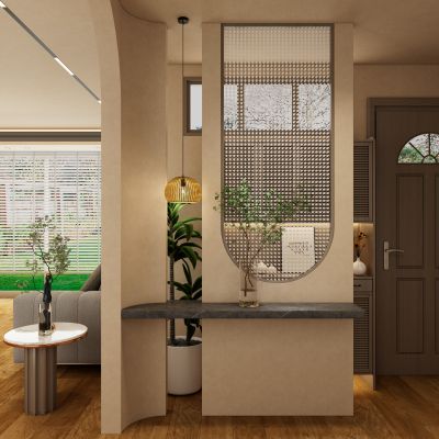 美式中古风藤编造型入户端景玄关