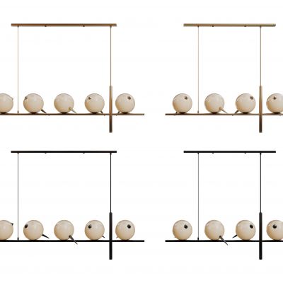 现代球形吊灯 长条吊灯组合 轻奢金属艺术灯 餐厅吊灯