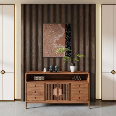 新中式端景屏风玄关柜背景墙