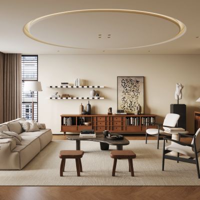 现代中古风客厅