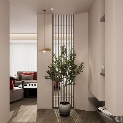 奶油诧寂中古风入户隔断端景玄关